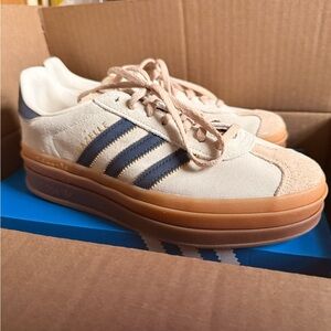 Adidas Cream and Navy Sneakers